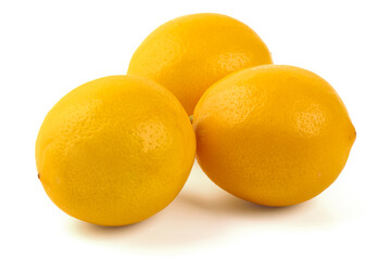 Three Fresh Lemons, isolated on white background