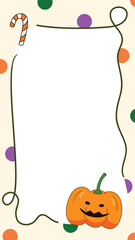 Fototapeta premium Halloween cartoon frame for festival, illustration. Social media platform template