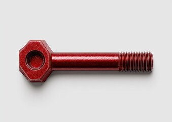 Red bolt with hexagonal head, top view