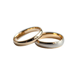 Two-toned wedding rings, yellow gold interior, silver exterior, against black