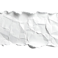 Crumpled torn white paper strip against a black background. Texture, jagged edge