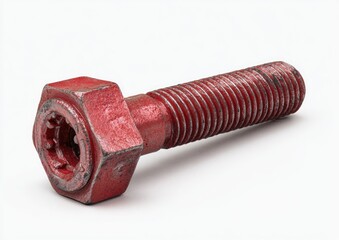 Red, weathered bolt