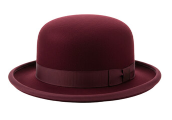 Isolated burgundy bowler hat a stylish formal headwear piece, elegant accessory style