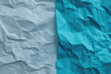 Crinkled light blue and teal paper halves