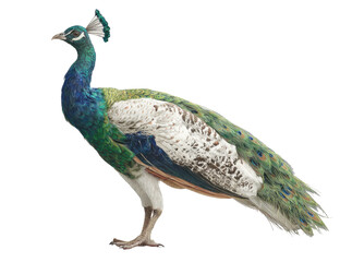 Obraz premium Side view of a peacock with vibrant plumage (2)