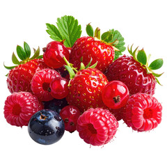 Pile of fresh, vibrant berries, including strawberries & raspberries