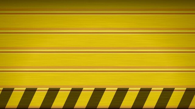 Metallic yellow striped garage door/shutter opening-closing animation loop signaling danger with alpha channel