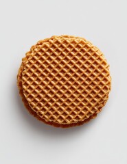 Top-down view of a round waffle cookie