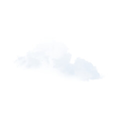 Isolated white cloud against a black background with slight chromatic aberration around the edges on transparent background