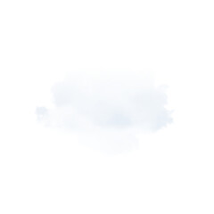 Isolated white cloud shape on a black background with a soft and diffused appearance in the center on transparent background