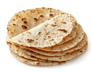 Stack of round, light-brown flatbreads, slightly browned on the edges, arranged neatly