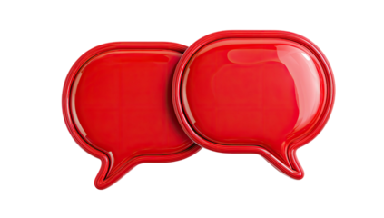 Two glossy red speech bubbles