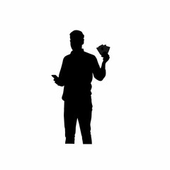 Psychologist silhouette testing emotional intelligence with cards isolated on white background