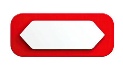 Red button with a white, pointed arrow