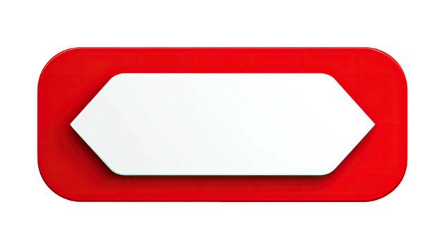 Red button with a white, pointed arrow