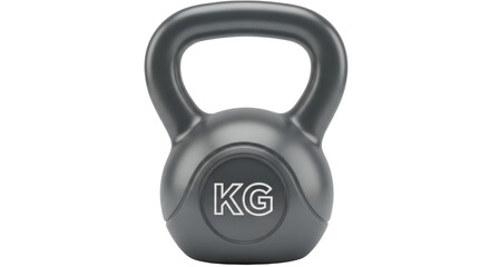 Isolated dark-gray kettlebell with handle, for strength training at home and in the gym