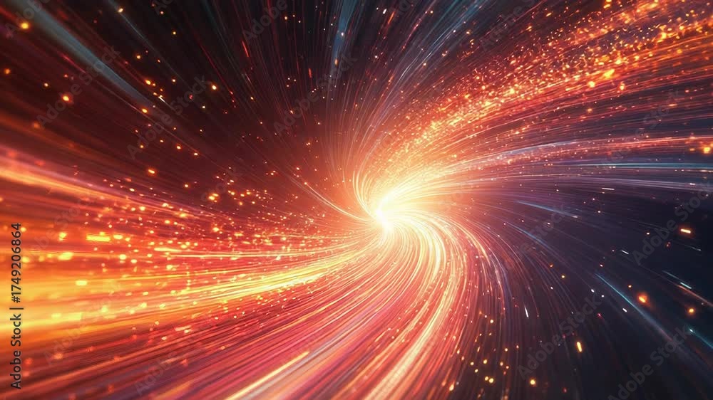 Poster abstract light vortex showing fast speed energy movement