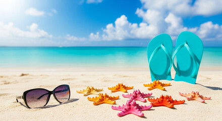 flip flops on a tropical beach