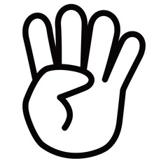 Obraz premium 指4本（数字の4）を示す手のシンプルなイラスト