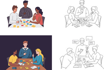 Teamwork and Brainstorming in Office Meeting, Creative Collaboration, Idea Generation, Group Discussion, Planning Session, Business Strategy, Workplace Communication Vector