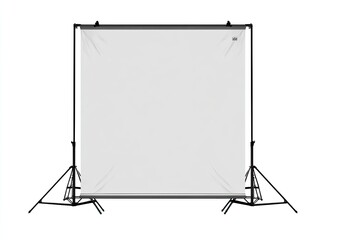 Blank backdrop supported by adjustable metal stands