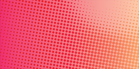 Elegant Pink orange polka dots gradient halftone background. Pop art cartoon dot texture with comic graphic design, Horizontal abstract pattern digital technology.Eps 10