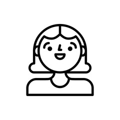 Outline Avatar Of A Smiling Woman With Short Hair And A Casual Shirt On A Transparent Background Vector Illustration