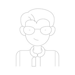 Outline Avatar Portrait Of A Person Wearing Glasses And A Shirt Against A Transparent Background Minimalist Style Line Art Simple Graphic Design