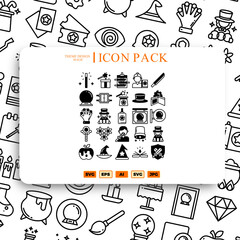 Icon set magic related to holiday