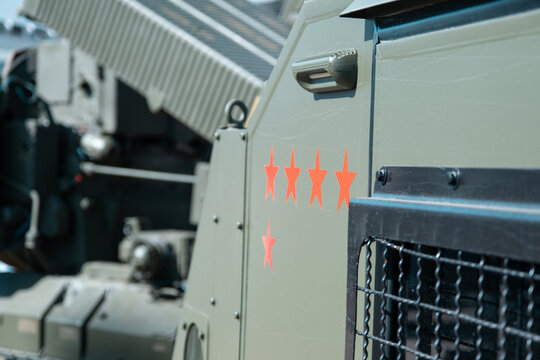 Close-up of a military combat vehicle