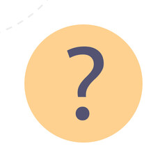 Orange Circle with Question Mark Symbol on Transparent Background Represents Unknown Information or Inquiry