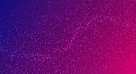 鮮やかな青紫からピンクへ変化するグラデーションにデータ粒子が躍動的に流れる未来的な抽象背景. AI Generated