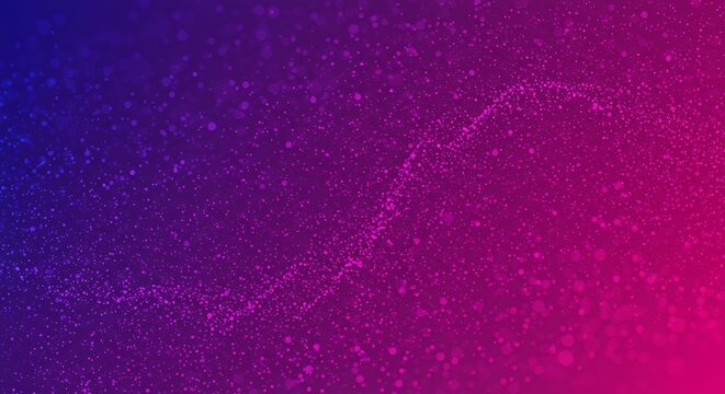 鮮やかな青紫からピンクへ変化するグラデーションにデータ粒子が躍動的に流れる未来的な抽象背景. AI Generated