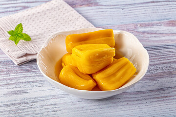 Canned sweet juicy yellow Jackfruit