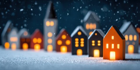 Fototapeta premium Festivity midnight mass Traditional European village church at midnight bells ringing candlelit windows warm spiritual scene