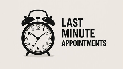 Last minute appointments text with clock showing time management urgency scheduling reminder business planning and deadline pressure concept