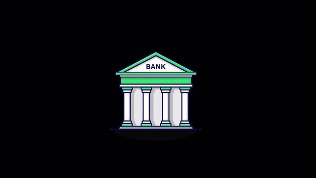 Animated Bank Building Video - Transparent