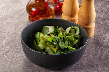 Vegetarian green salad with asparagus and avocado