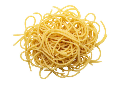 Isolated serving of cooked pasta spaghetti is ready to be served as a delicious dinner