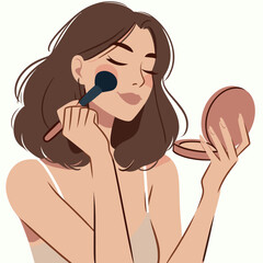 Woman applying blush vector