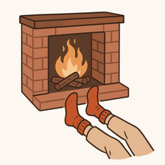Warm socks by fireplace