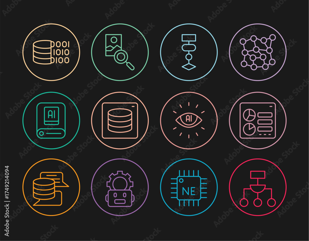 Wall mural set line algorithm, computer api interface, server, data, artificial intelligence ai, binary code, a