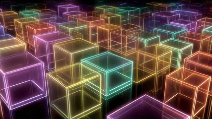 Abstract glowing neon light cubes background - Powered by Adobe