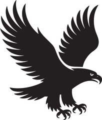 Obraz premium Powerful Eagle Silhouette Soaring with Open Wings Symbol of Freedom and Strength Ideal for Branding and Design Projects