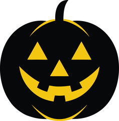 An isolated orange halloween pumpkin jack-o-lantern with a scary face is a classic october holiday decoration