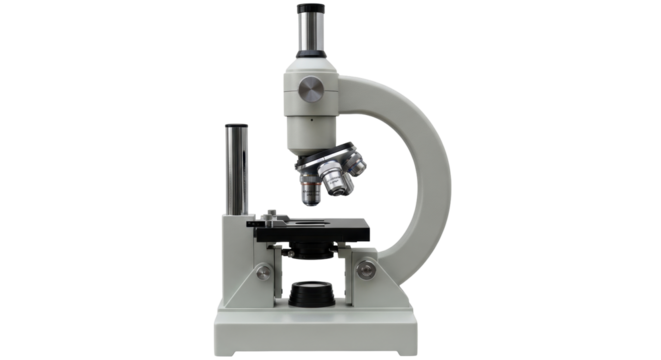 Isolated science instrument, tool used for microscopic examination of objects and materials