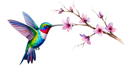 Fototapeta premium hummingbird and flowers