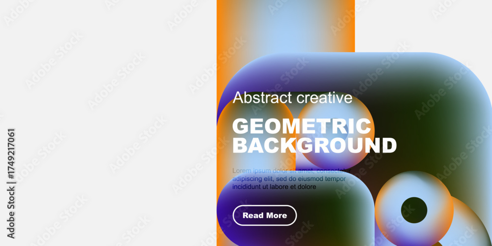 Wall mural abstract geometric background features vibrant colors, fluid shapes, text, button. modern design ele
