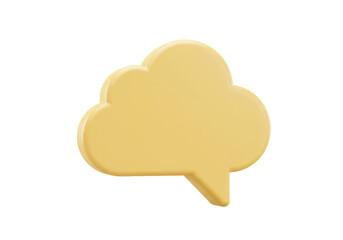 Yellow speech bubble PNG isolated on transparent background, 3D rendering message cloud for communication and social media