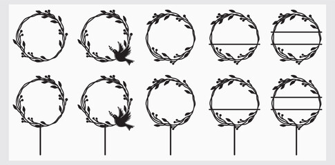 Circle floral with peace bird...